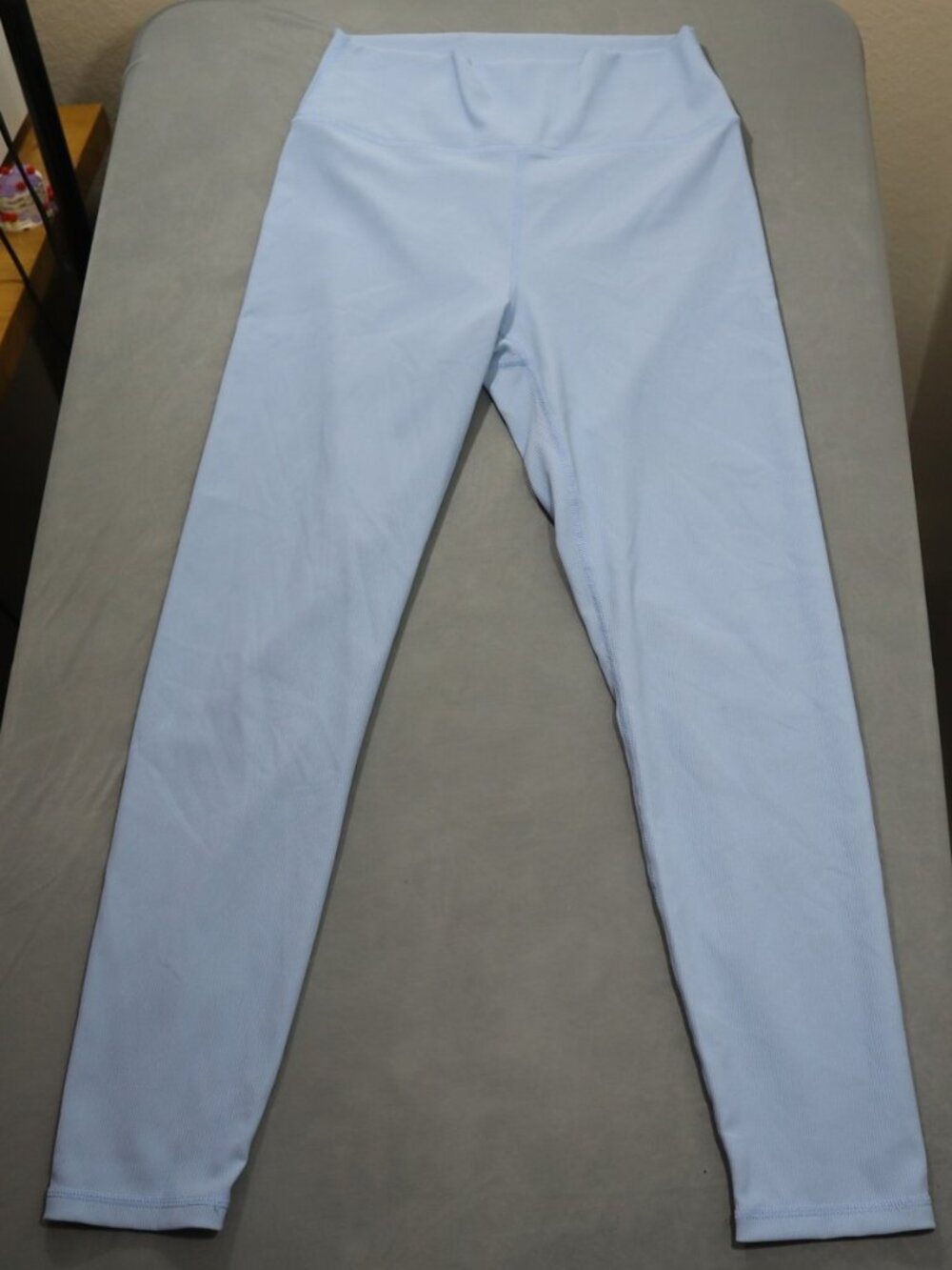 Wilo The Label Ribbed High Rise Leggings L Baby Blue Full Length Activewear